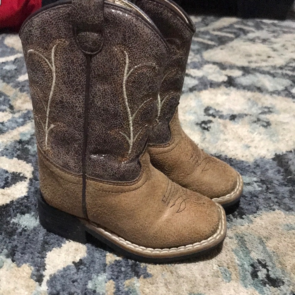 OldWest Brown and Tan  toddler Cowboy Boots